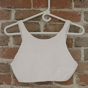 Free People High Neck Open Back Ribbed Sports Bra